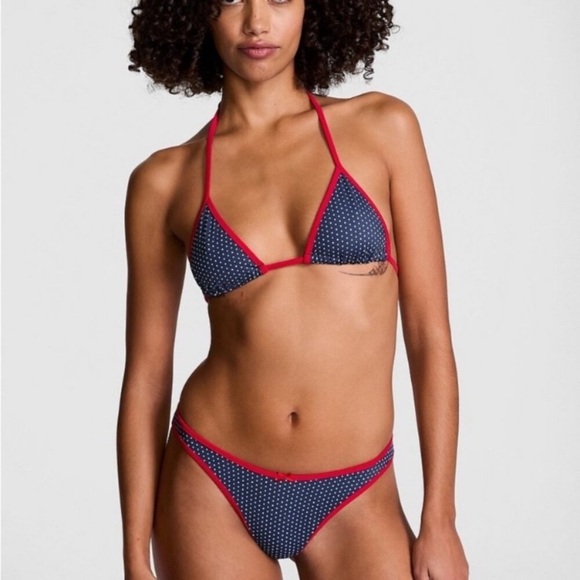 New! Frankie's Bikinis golden hour Navy Polka Dot Bikini Bottom 1515 - Picture 8 of 9